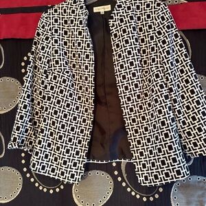 Evan Picone Black and White Blazer Geometric Pattern